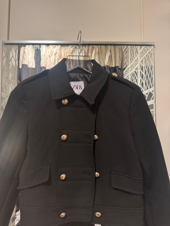 Zara Jackets & Blazers - Zara Black Double-Breasted Military-Style Jacket with Gold Buttons